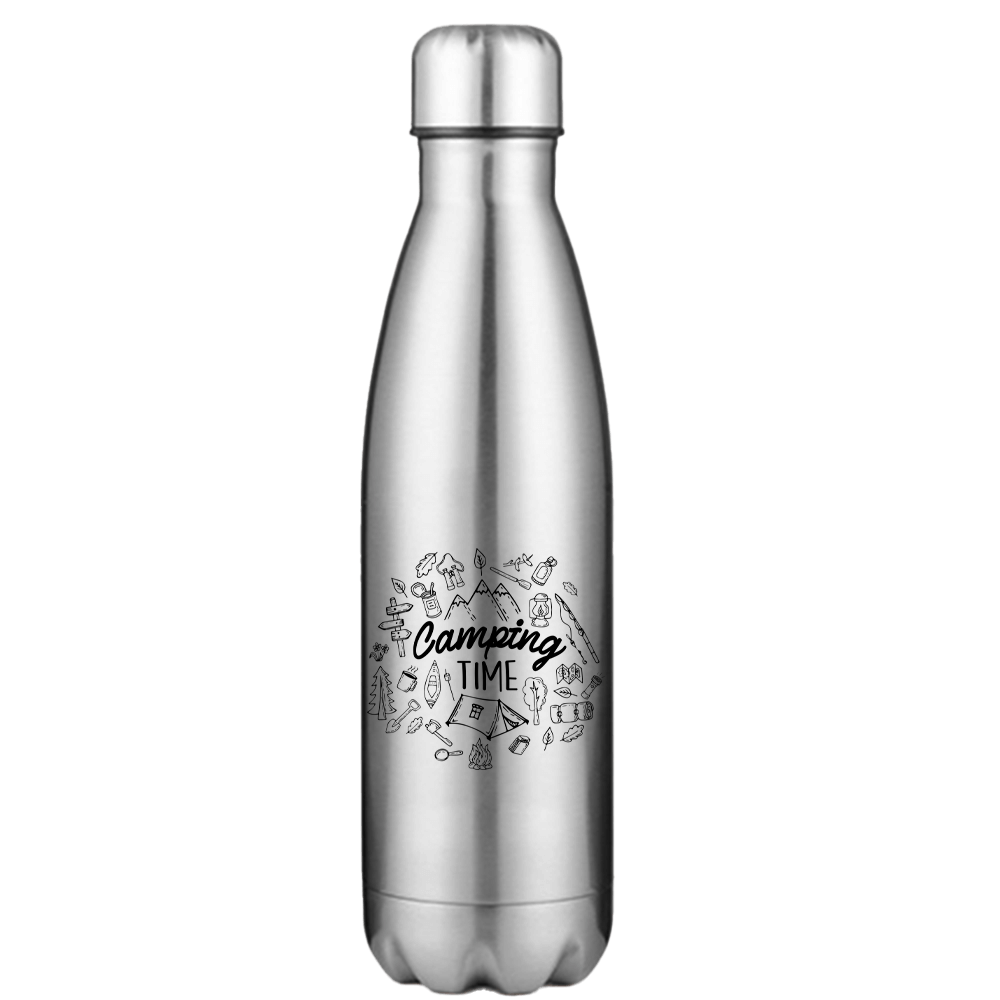 Camping Elements 17oz Stainless Steel Water Bottle with leakproof cap and UV printed design, perfect for outdoor activities.